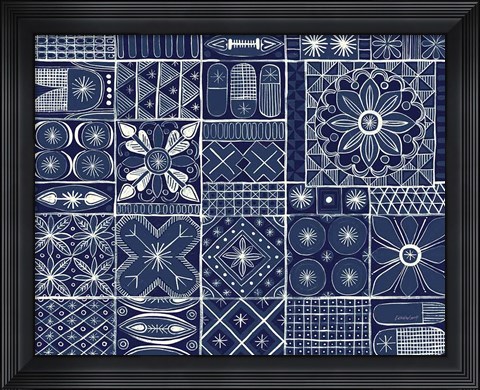 Framed Adire VII Indigo Print