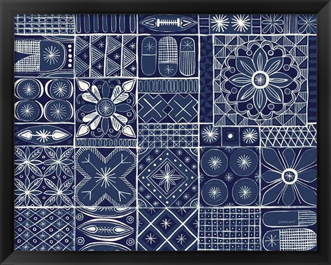 Framed Adire VII Indigo Print
