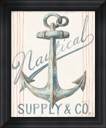 Framed Floursack Nautical V Print
