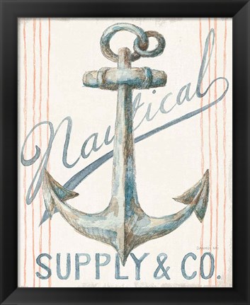 Framed Floursack Nautical V Print