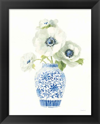 Framed Floral Chinoiserie White II Print