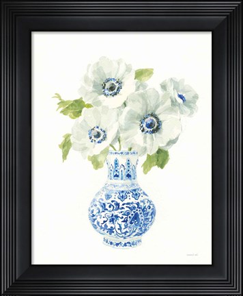 Framed Floral Chinoiserie White I Print