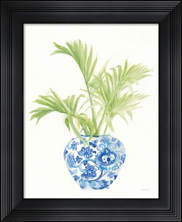Framed Palm Chinoiserie White II Print