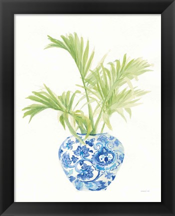 Framed Palm Chinoiserie White II Print