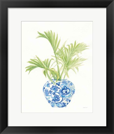 Framed Palm Chinoiserie White II Print