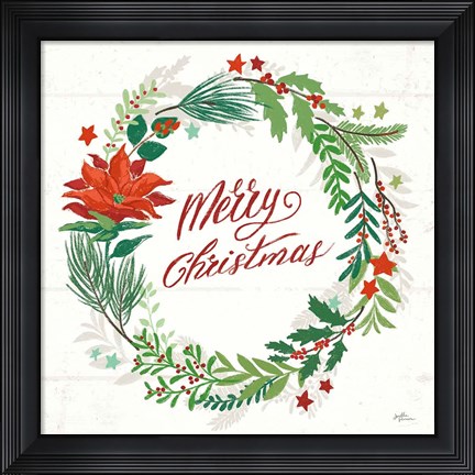 Framed Holiday Joy I Merry Christmas Print