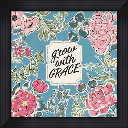 Framed Live in Bloom IV Blue Print