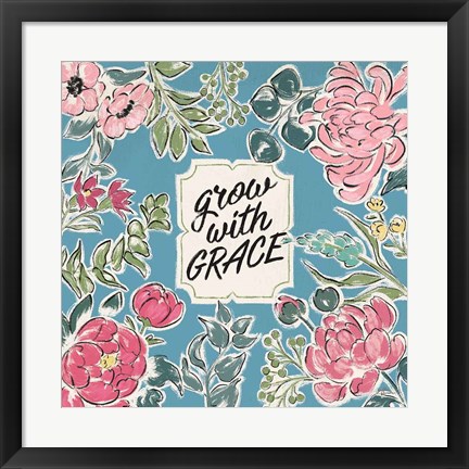 Framed Live in Bloom IV Blue Print