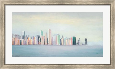 Framed New York Skyline Blue Crop Print