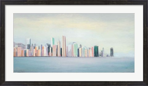 Framed New York Skyline Blue Crop Print