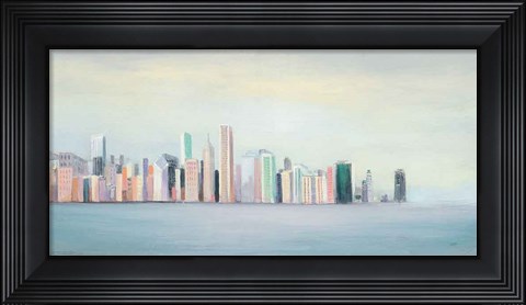 Framed New York Skyline Blue Crop Print