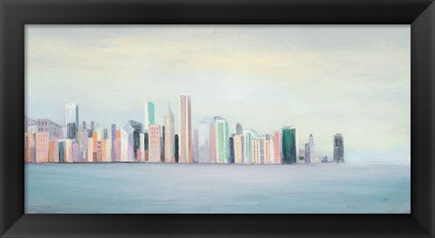 Framed New York Skyline Blue Crop Print