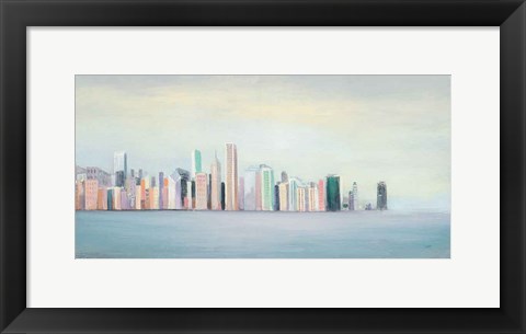 Framed New York Skyline Blue Crop Print