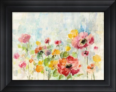 Framed Summer Rain Floral Print