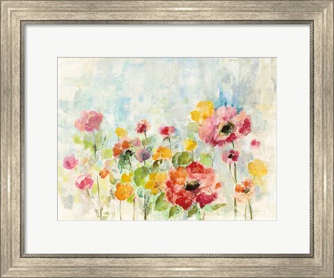 Framed Summer Rain Floral Print