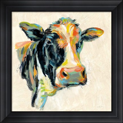 Framed Expressionistic Cow I Print