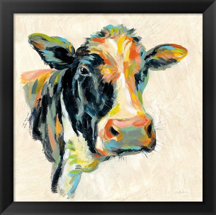 Framed Expressionistic Cow I Print