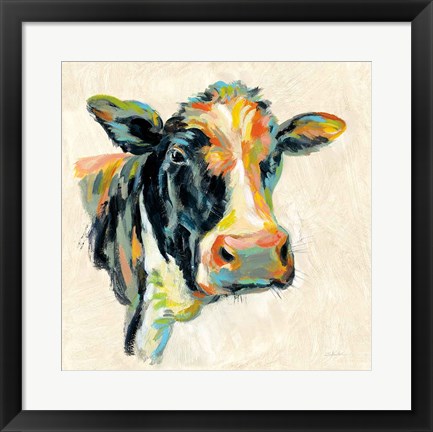 Framed Expressionistic Cow I Print