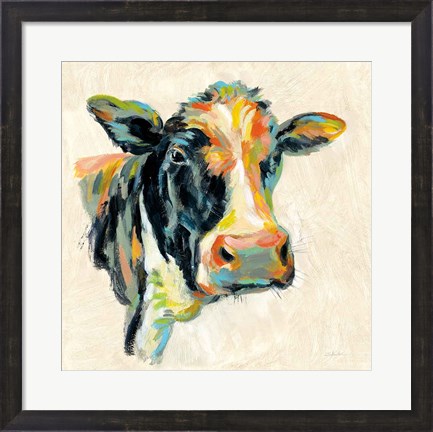 Framed Expressionistic Cow I Print
