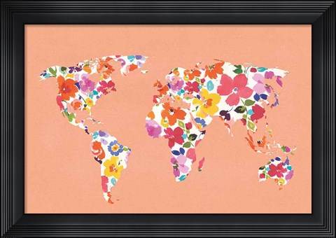 Framed Bright World - No Words Peach Print