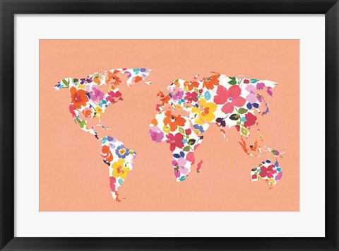 Framed Bright World - No Words Peach Print