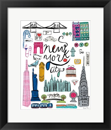 Framed Travel NYC White Print