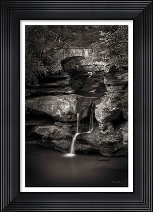 Framed Upper Falls Old Mans Cave BW Print