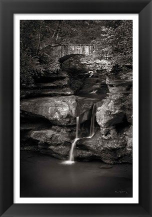 Framed Upper Falls Old Mans Cave BW Print