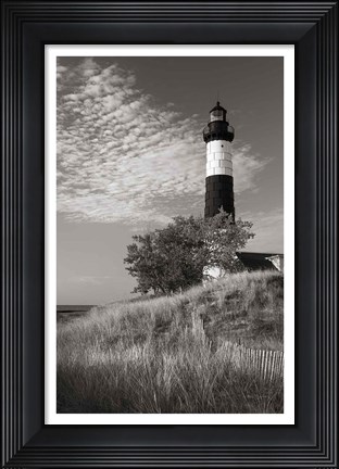 Framed Big Sable Point Lighthouse II BW Print