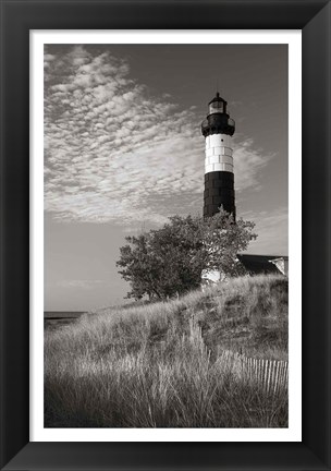 Framed Big Sable Point Lighthouse II BW Print