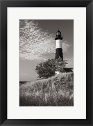 Framed Big Sable Point Lighthouse II BW Print