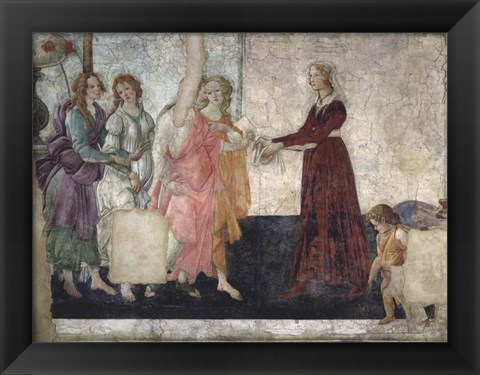 Framed Venus and the Graces Offering Gifts to a Young Girl Print