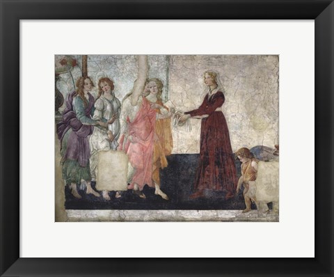 Framed Venus and the Graces Offering Gifts to a Young Girl Print