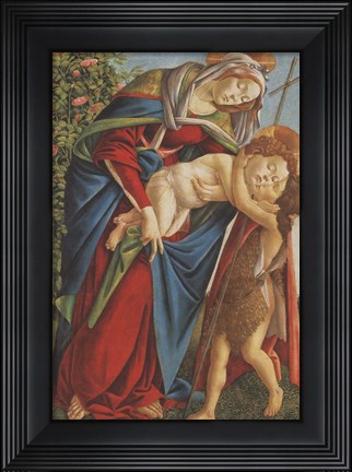 Framed Madonna with Child Embracing the Young St John Print
