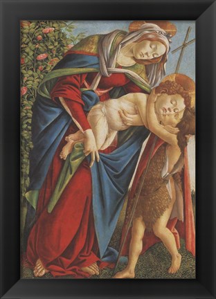 Framed Madonna with Child Embracing the Young St John Print