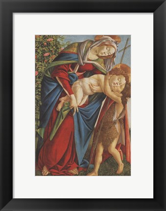 Framed Madonna with Child Embracing the Young St John Print