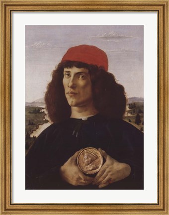 Framed Portrait of a Man with a Medal of Cosimo the Elder Print