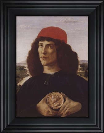 Framed Portrait of a Man with a Medal of Cosimo the Elder Print