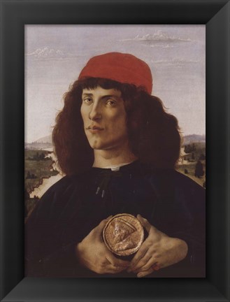 Framed Portrait of a Man with a Medal of Cosimo the Elder Print