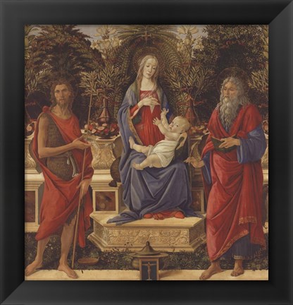 Framed Enthroned Madonna with Child and Saints Print