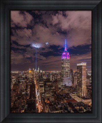 Framed Crescent Moon with the Tribute Lights Print