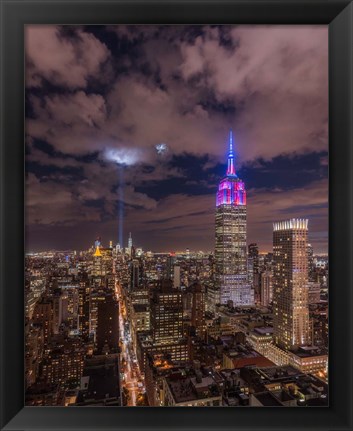 Framed Crescent Moon with the Tribute Lights Print