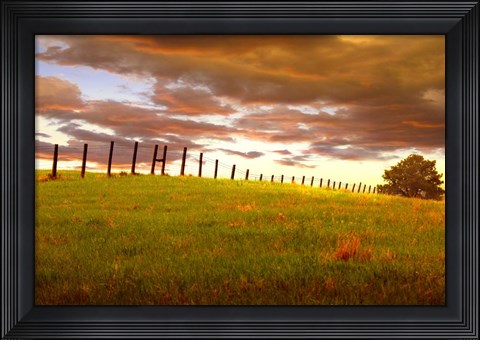 Framed Fenceline, South Dakota Print