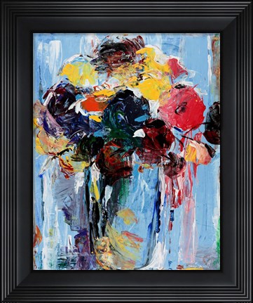 Framed Bouquet in Blue Print