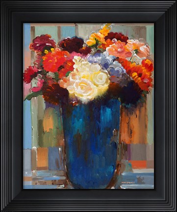 Framed Flowers in a Blue Vase Print