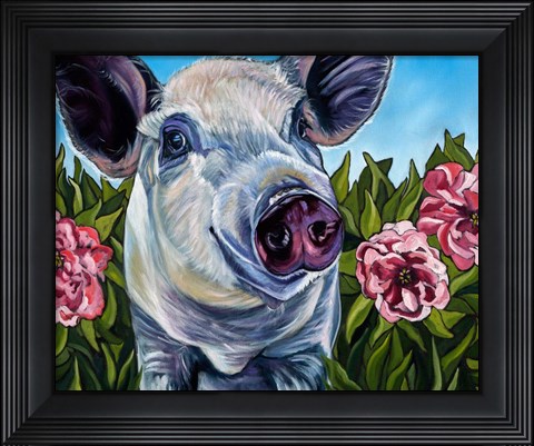Framed Pigs and Peonies Print