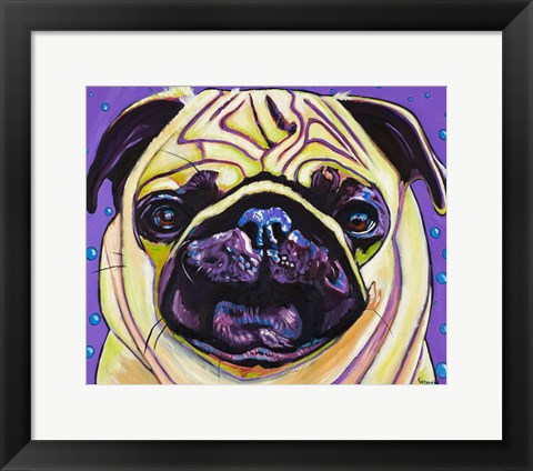 Framed Purple Pug Print