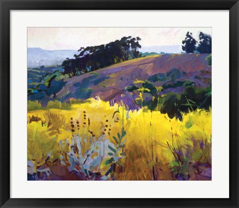 Framed Late Sun, Eucalyptus on the Ridge Print