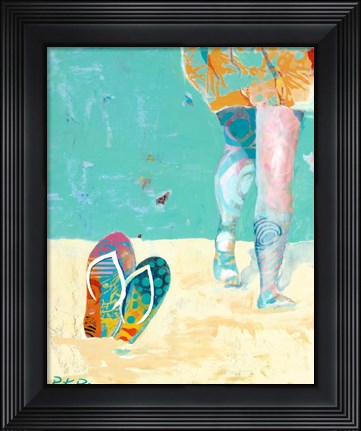 Framed Flip Flops on the Beach Print