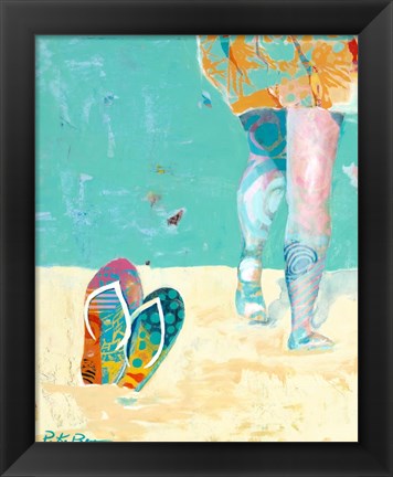 Framed Flip Flops on the Beach Print